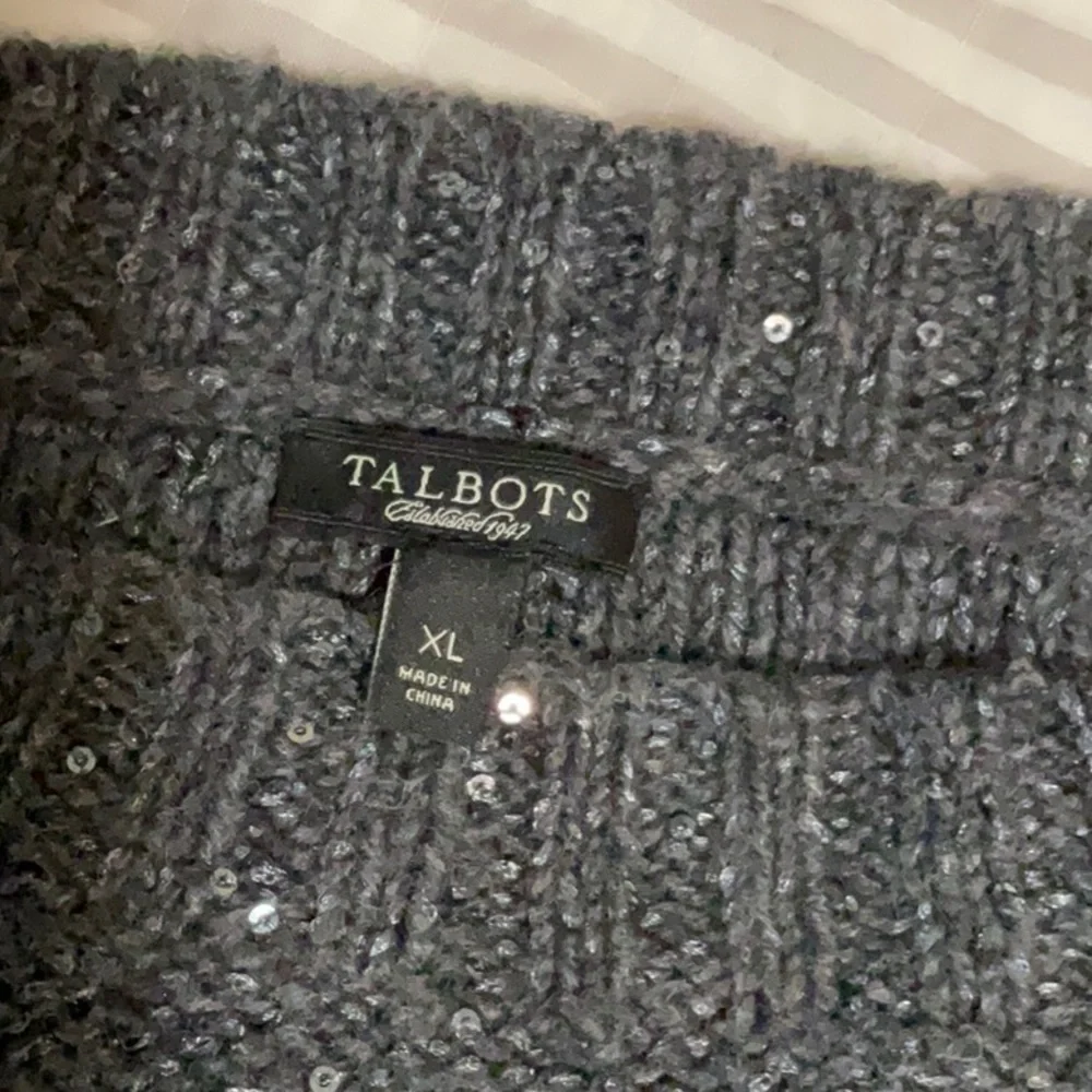 Talbots Gray crew Neck 3/4 sleeve Sweater XL - Picture 2 of 7